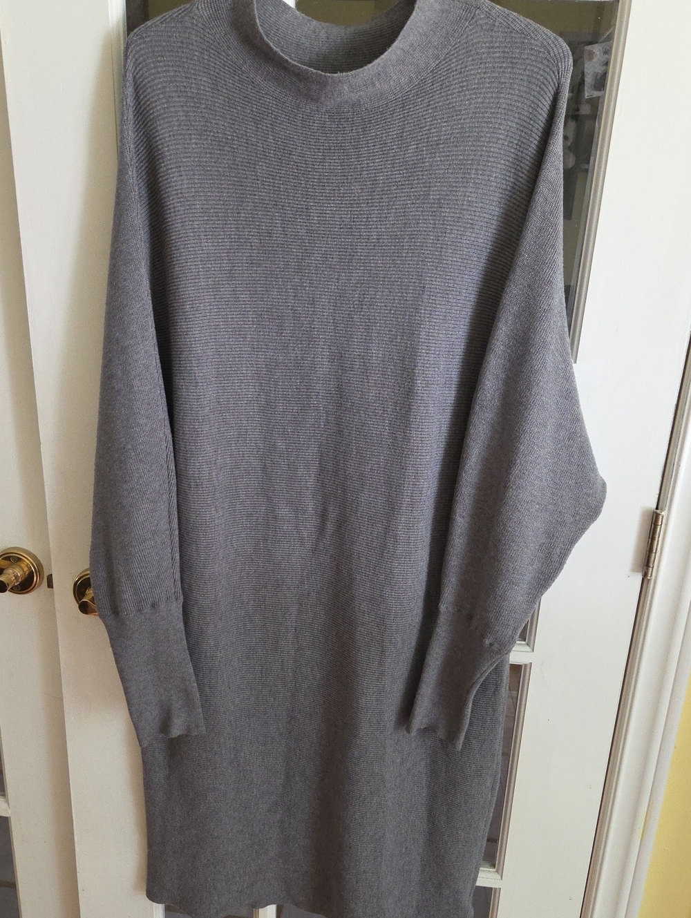 Tahari Gray Long-Sleeve Knit Dress